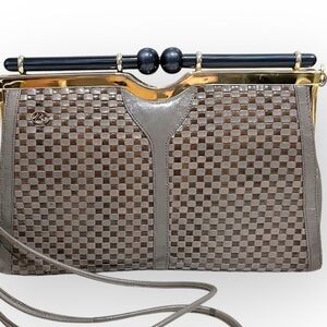 Carmelo Romano vintage 1960s kiss lock shoulder bag, leather, woven detail